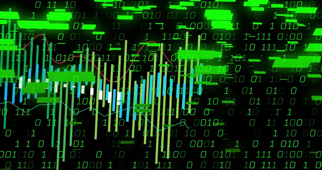 Futuristic Binary Data with Candlestick Chart Analysis