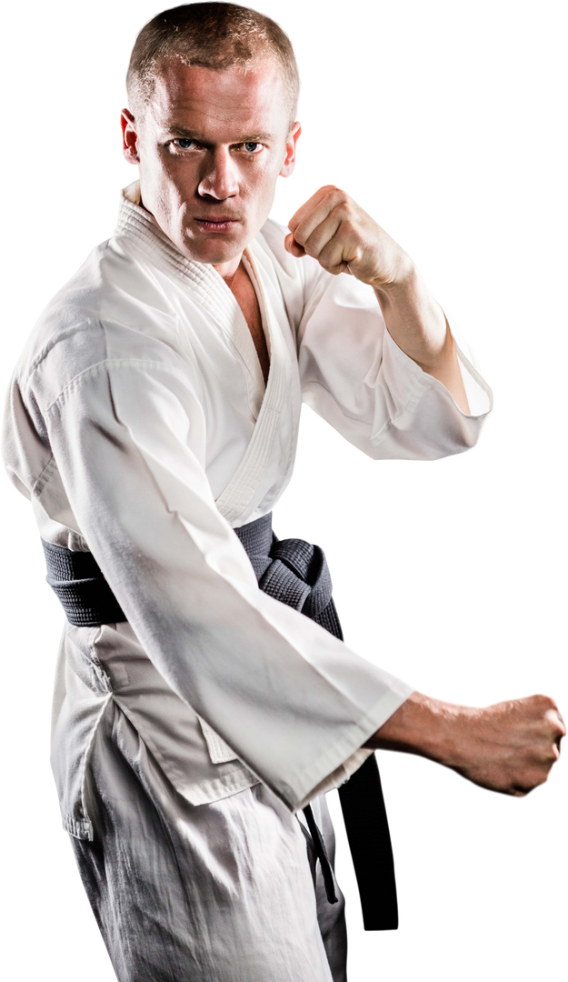 Transparent Image of Karate Fighter in Striking Pose - Download Free Stock Images Pikwizard.com