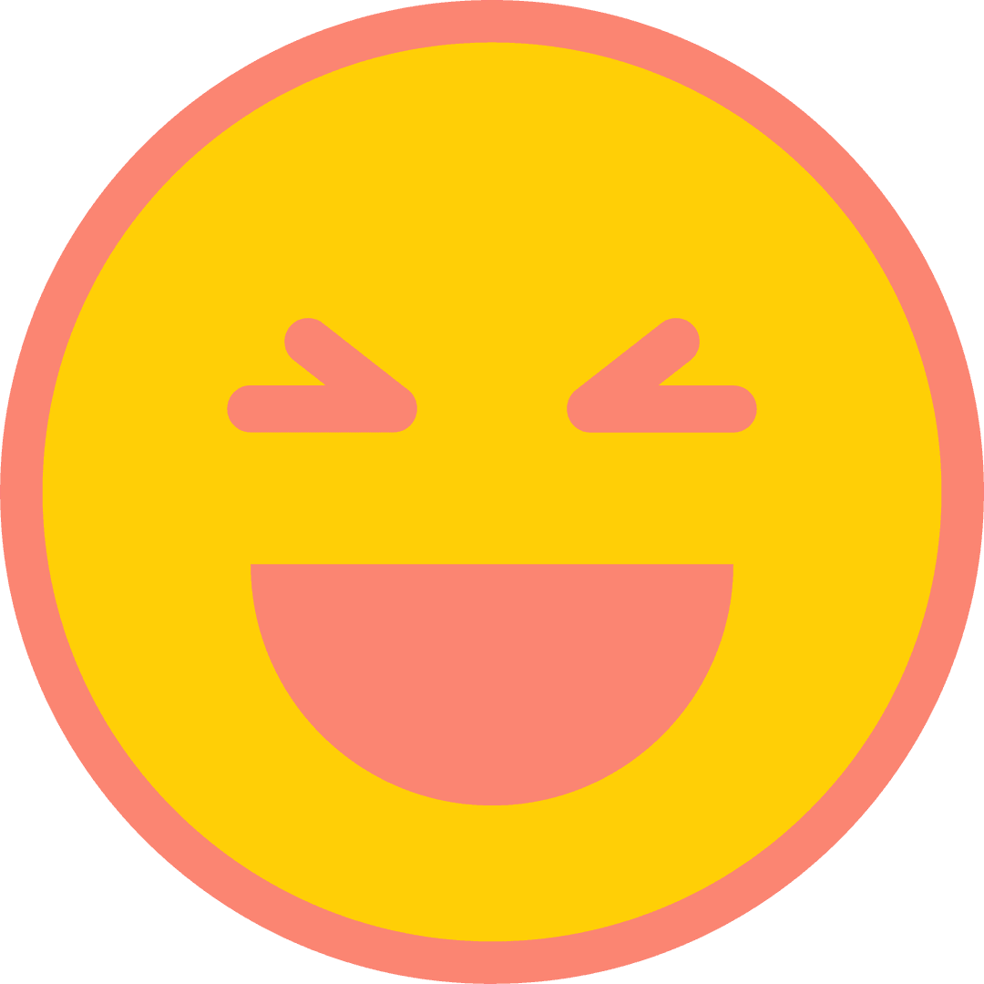 Transparent Laughing Emoji with Peach Outline Isolated on Canvas