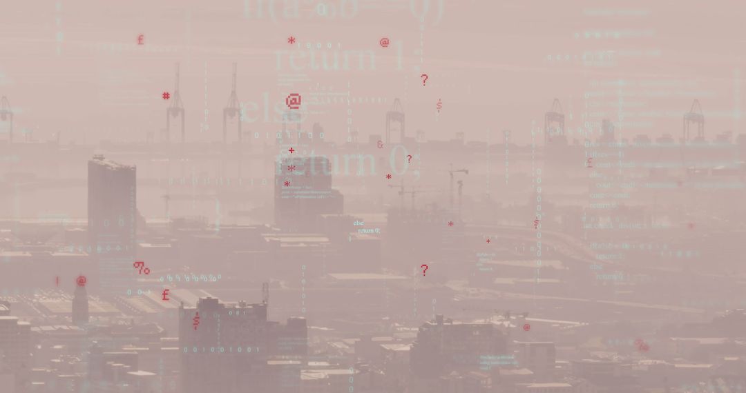 Digital Financial Data Overlay Above Urban Cityscape