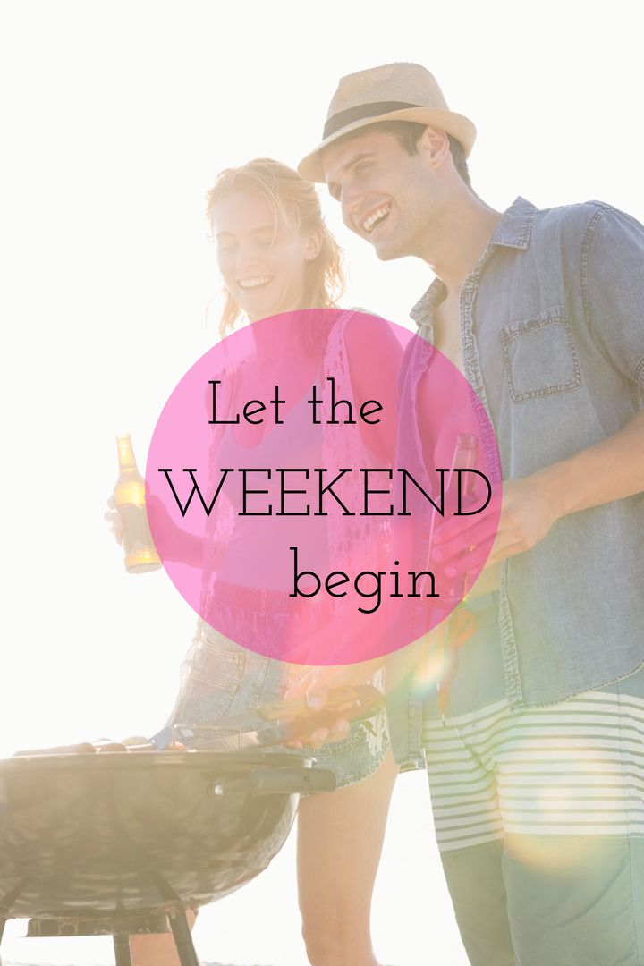 Smiling Couple Enjoying Barbecue in Sunlight