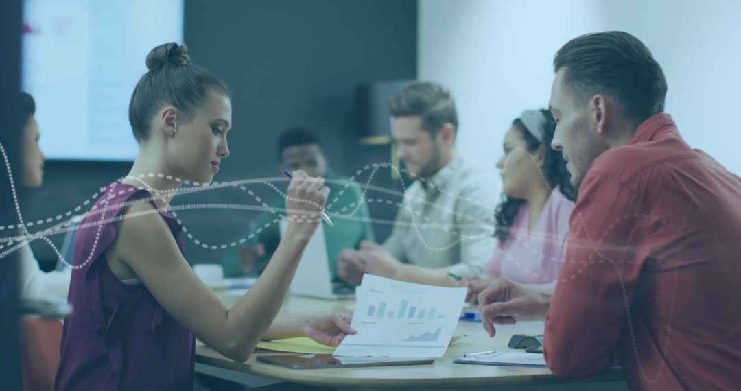 Data Presentation Among Diverse Team in Modern Office