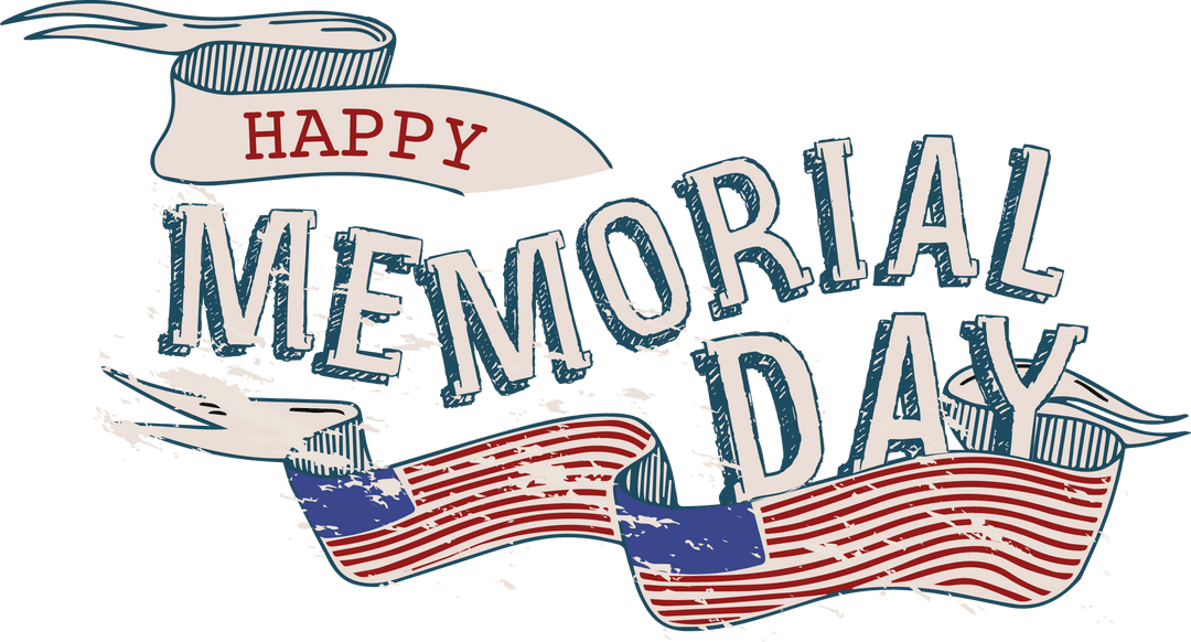 Retro Patrotic Happy Memorial Day Transparent Design Banner