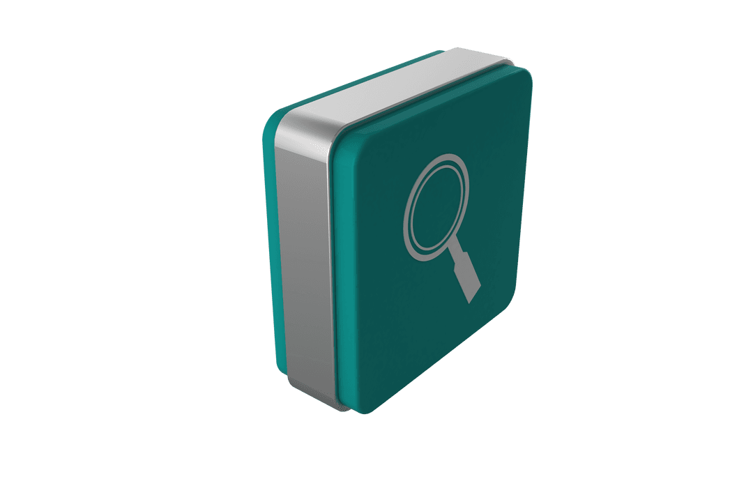 Reading Glass Icon on 3D Brick with Transparent Background