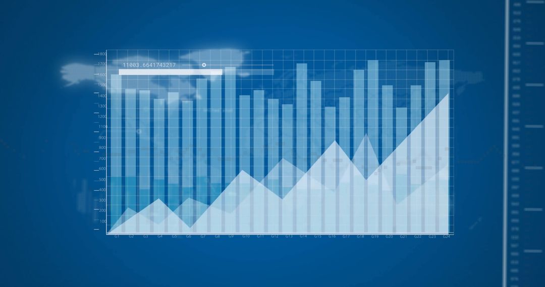 Futuristic Digital Data Analysis Background with Bar Graphs