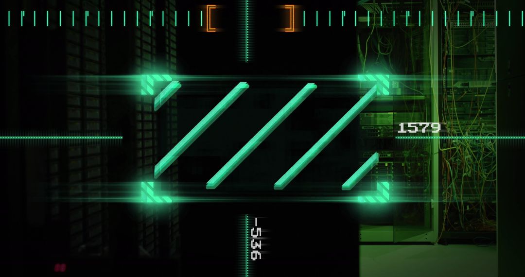 Futuristic Digital Interface with Server Room Elements