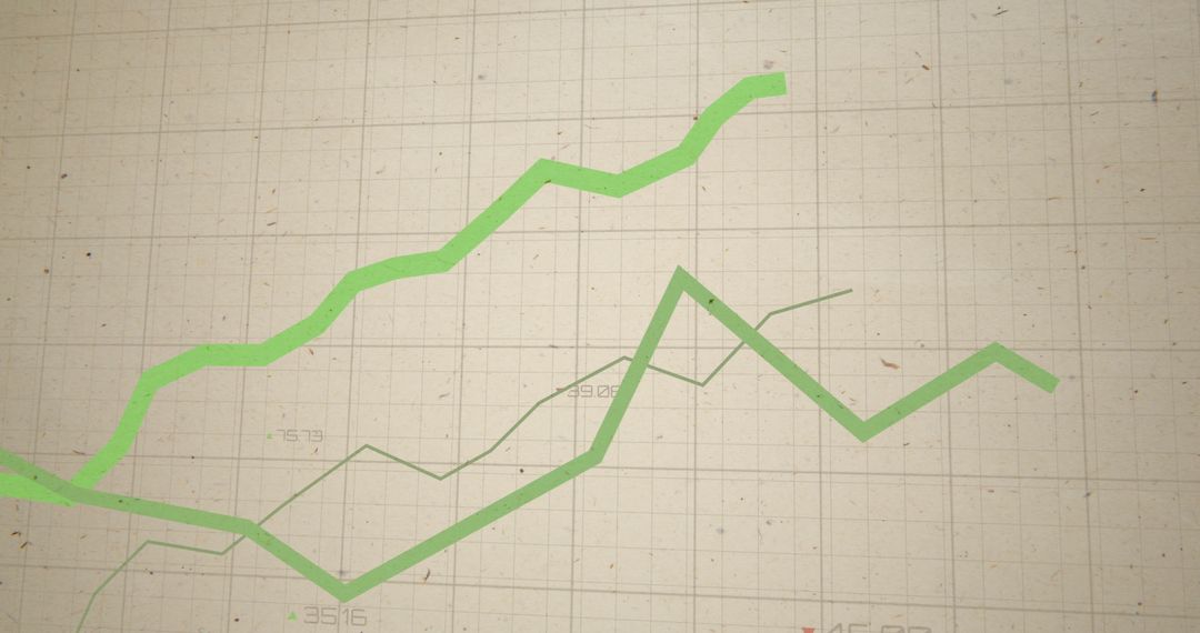 Abstract Financial Chart With Green Line Graphs