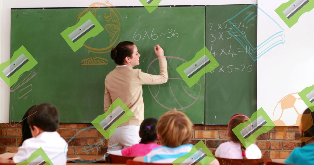 Teacher Explaining Math Concepts to Attentive Students in Class