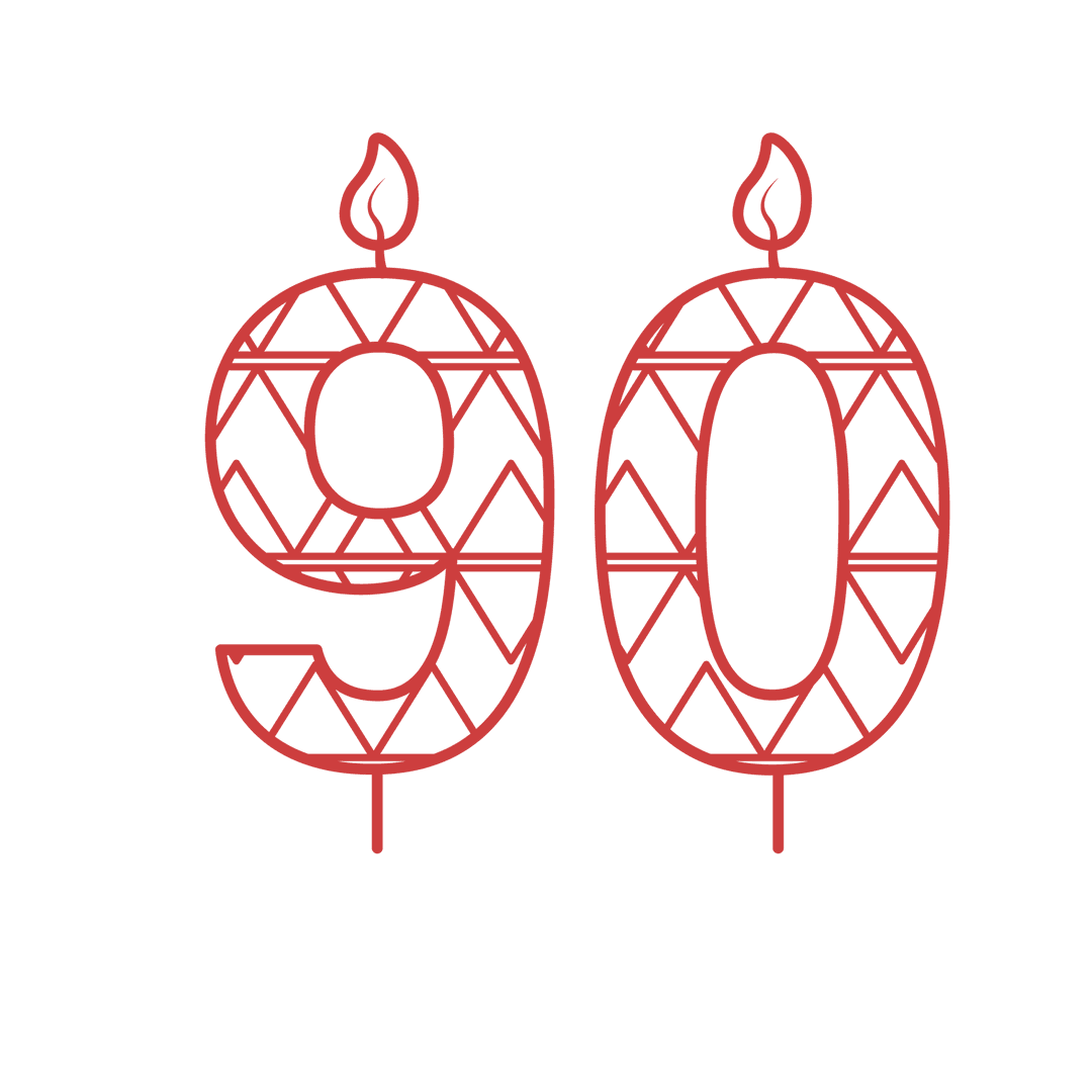 Ninetieth Birthday Candle Illustration on Transparent Background