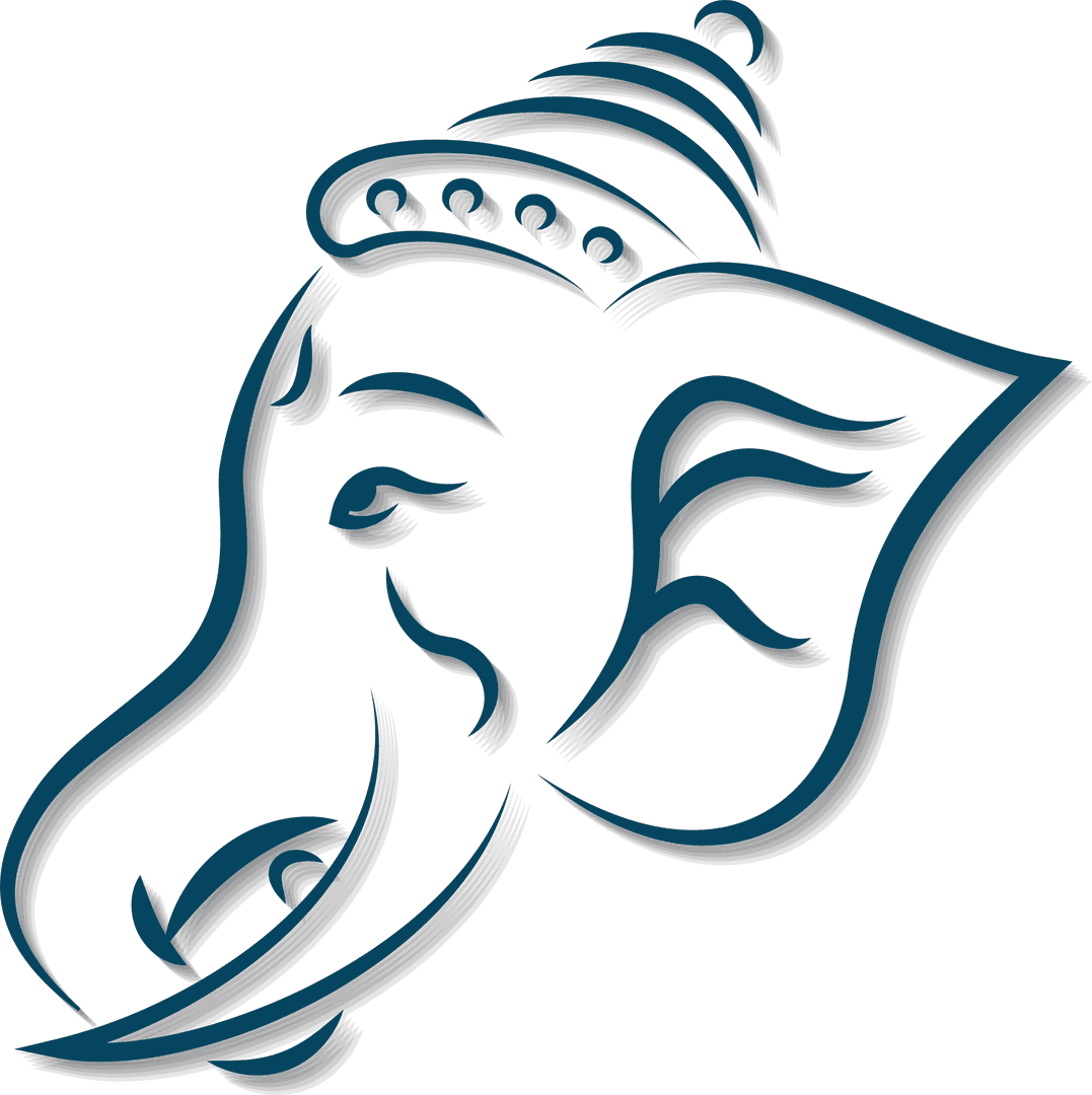 Elegant Minimalist Line Art Elephant Illustrations on Transparent Background