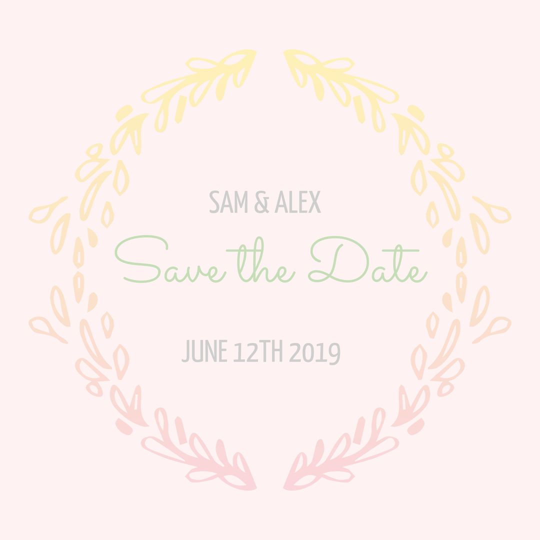 Romantic Floral Wreath Save the Date Template