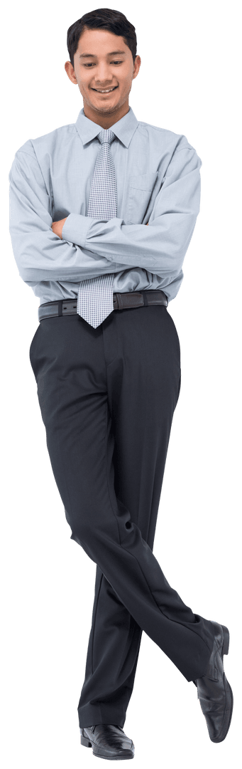 Transparent Image of Smiling Biracial Businessman in Formal Attire