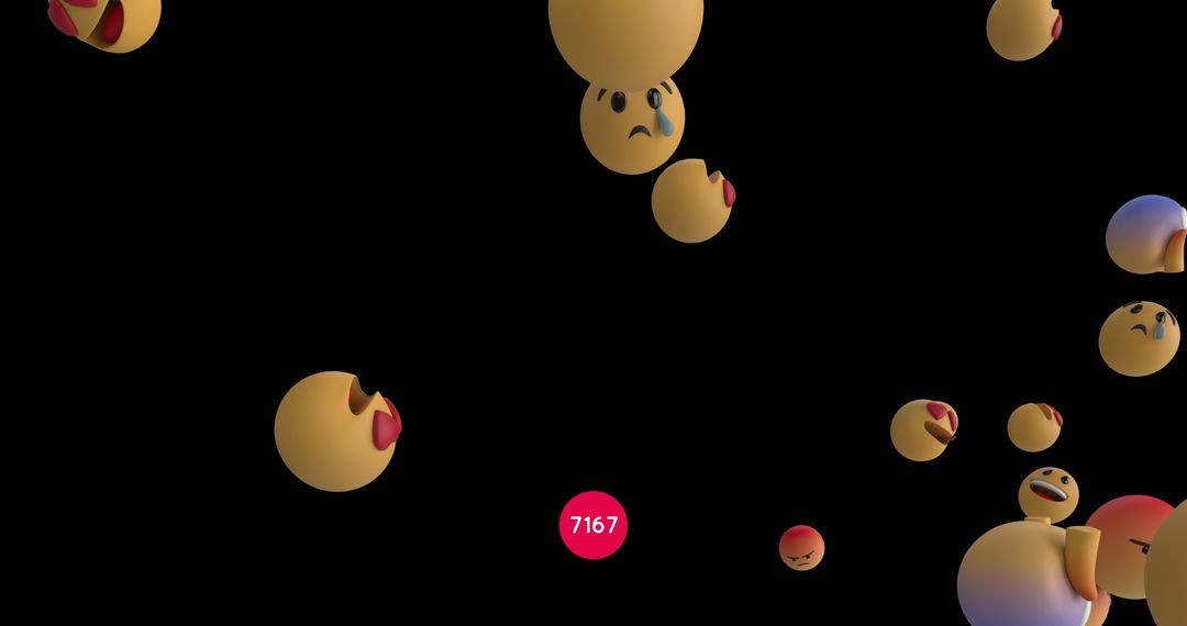 Floating Emoticons with Live Counter on Black Background