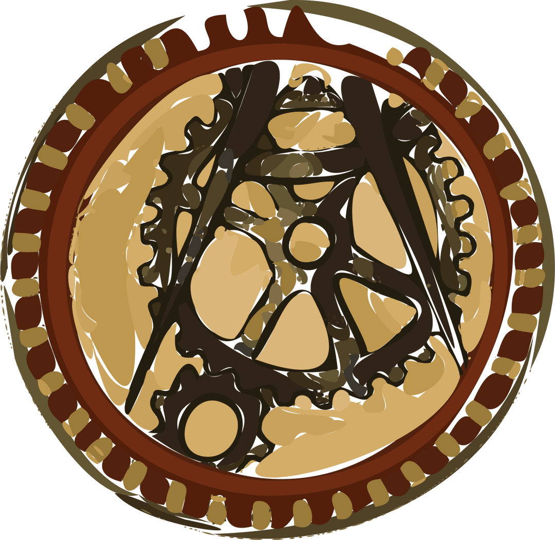 Intricate Circular Gear Design on Transparent Background