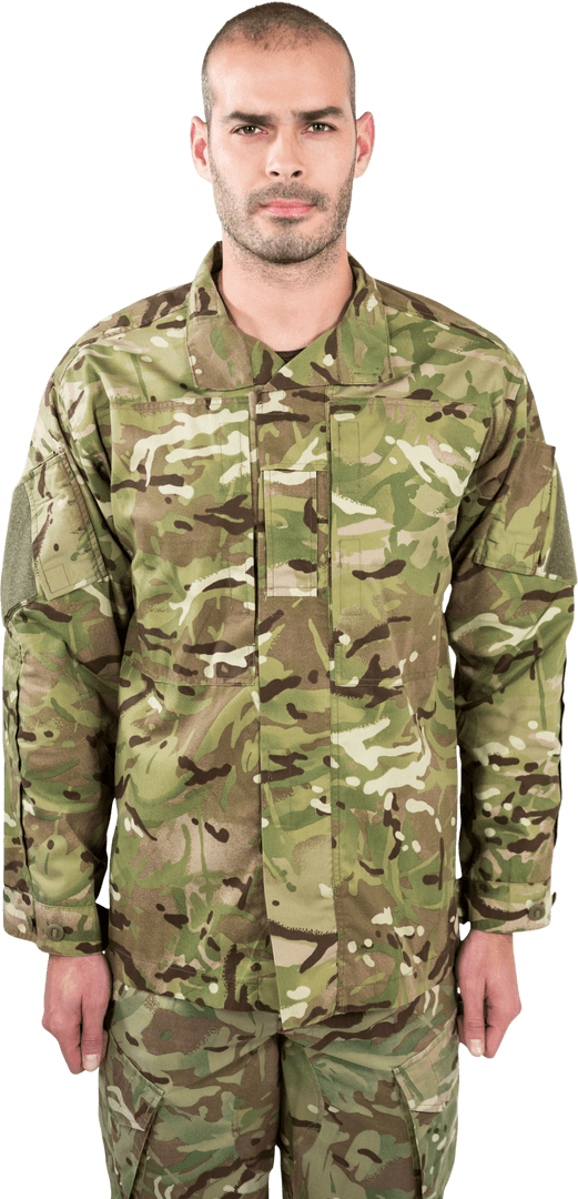 Confident Soldier in Camouflage: Transparent View