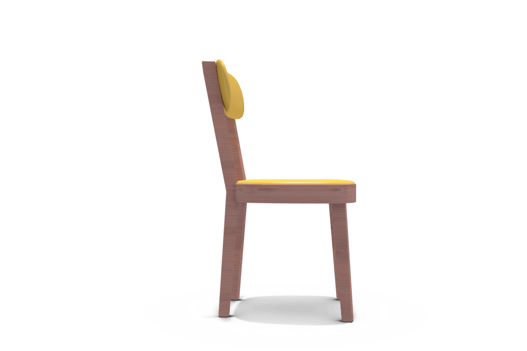3D Illustration of Transparent Wooden Chair With Yellow Cushion