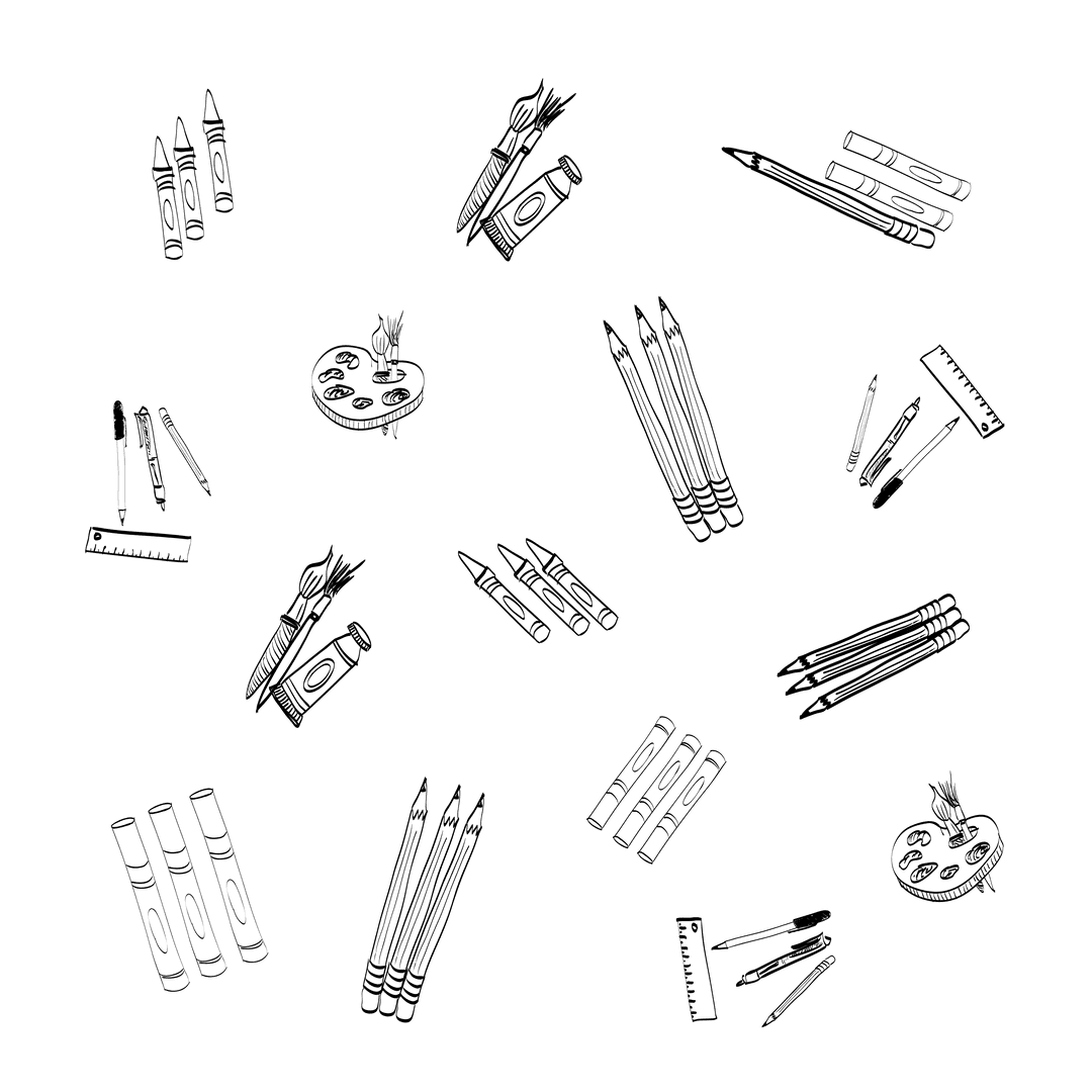 Artistic Icons Pattern On Transparent Background