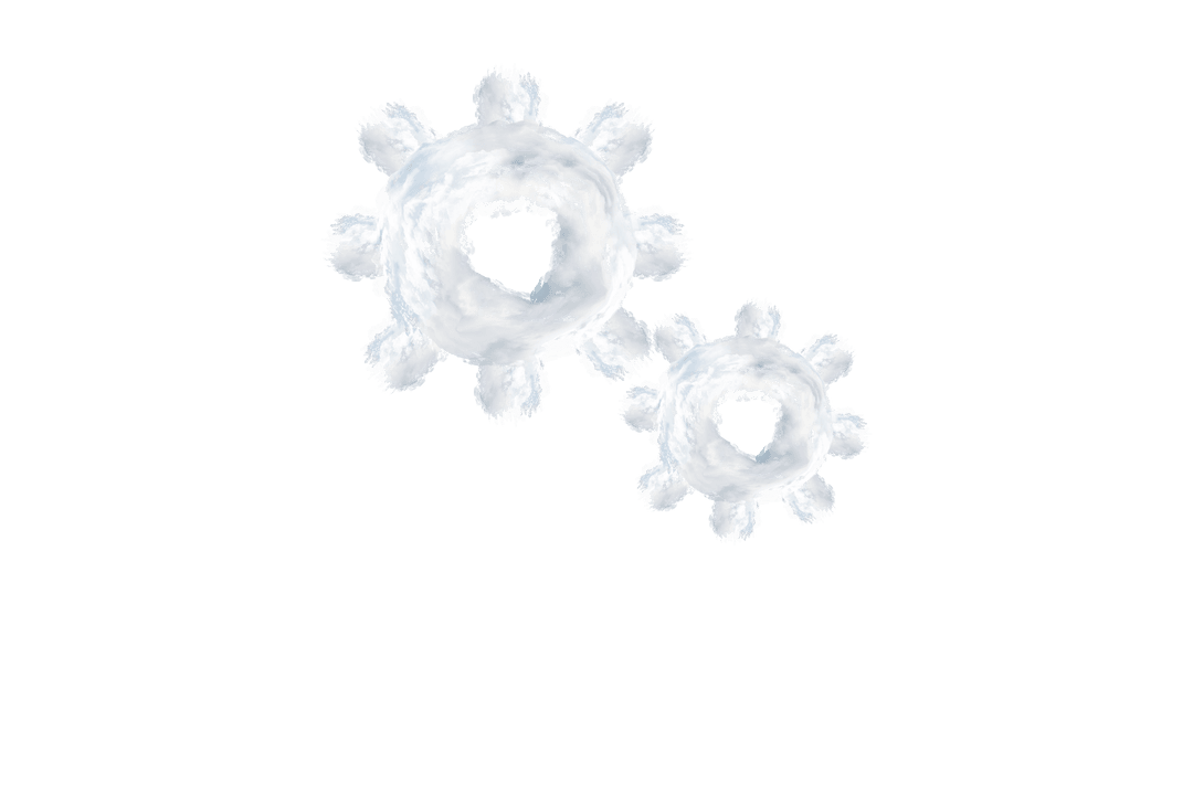 Floating Cloud Gears on Transparent Background