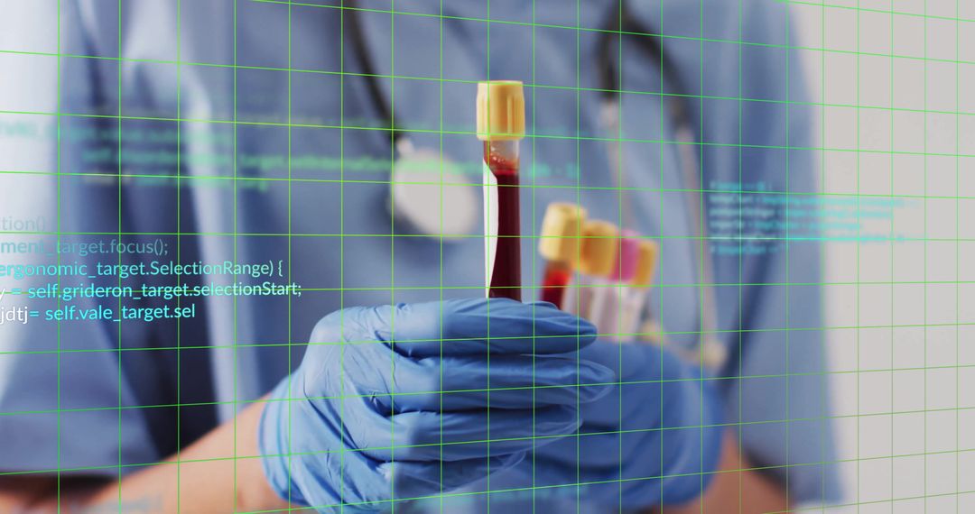 Scientist Analyzing Blood Samples for Research with Digital Insights