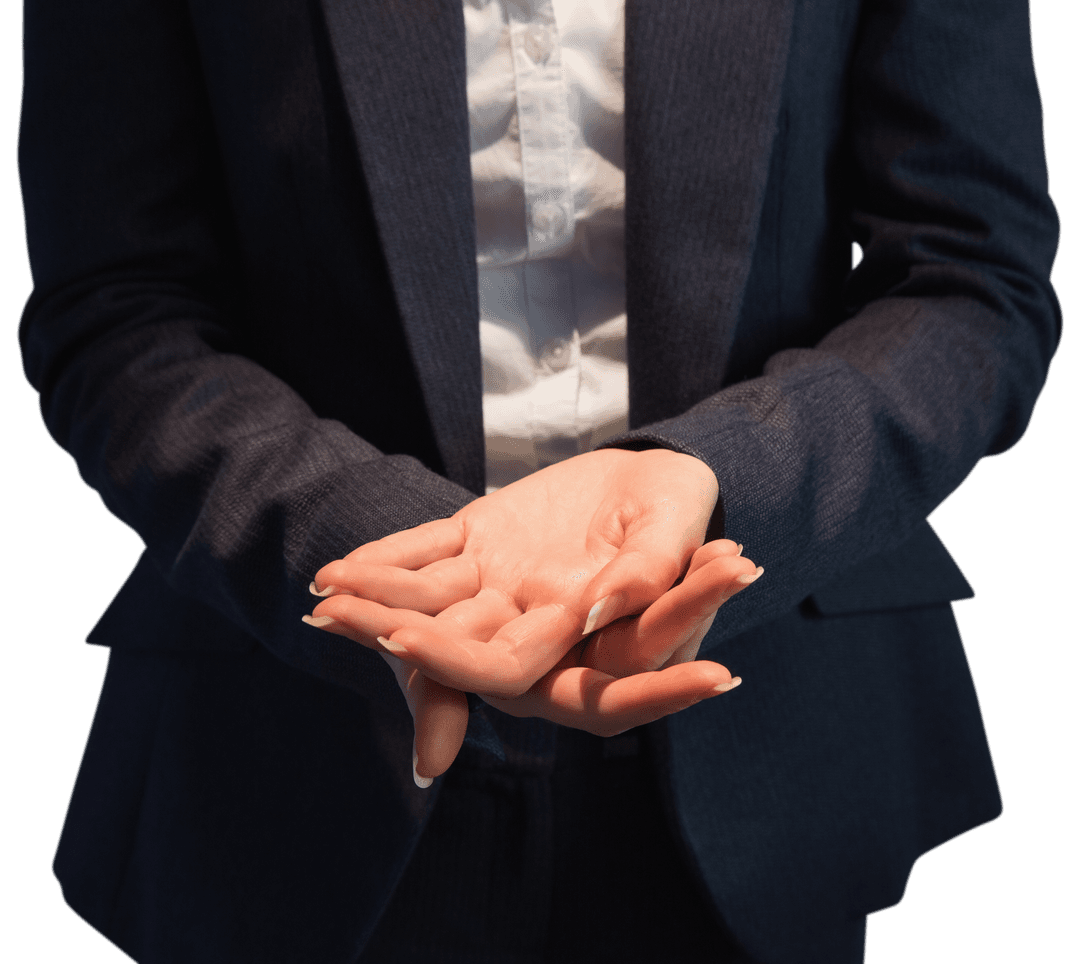 Hands of Professional Businesswoman on Transparent Background