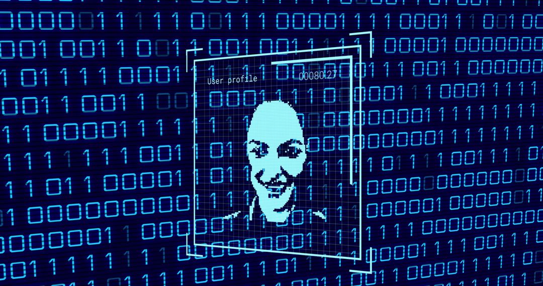 Digital Face Recognition with Binary Code Background - Free Images, Stock Photos and Pictures on Pikwizard.com
