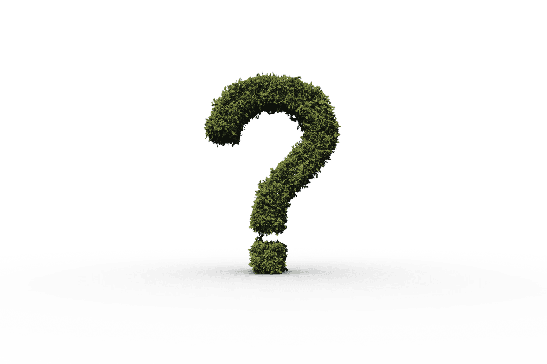 Transparent 3D Leafy Question Mark on Clear Background