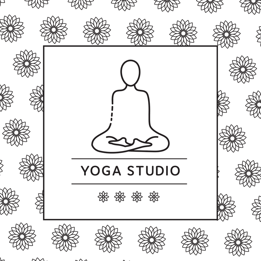 Elegant Yoga Studio Emblem on Transparent Background