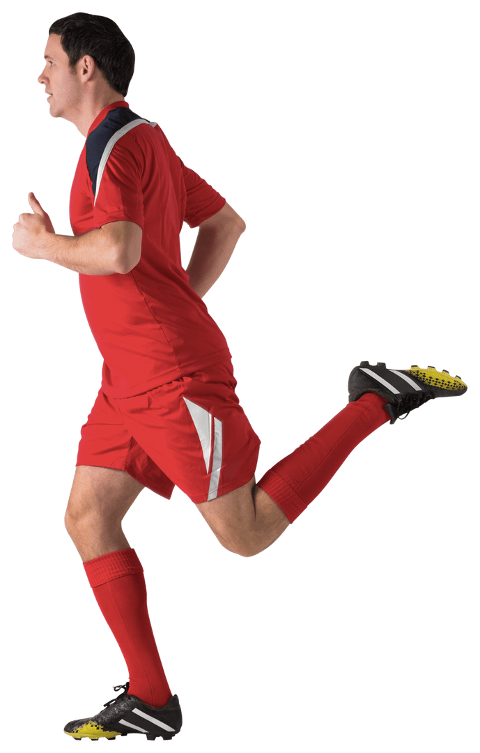 Transparent Football Player in Red Jersey Running