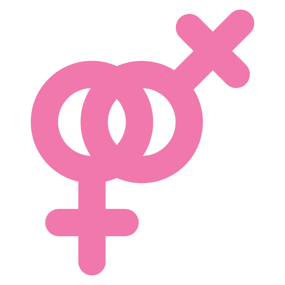 Pink Interlocking Gender Symbols on Transparent Background