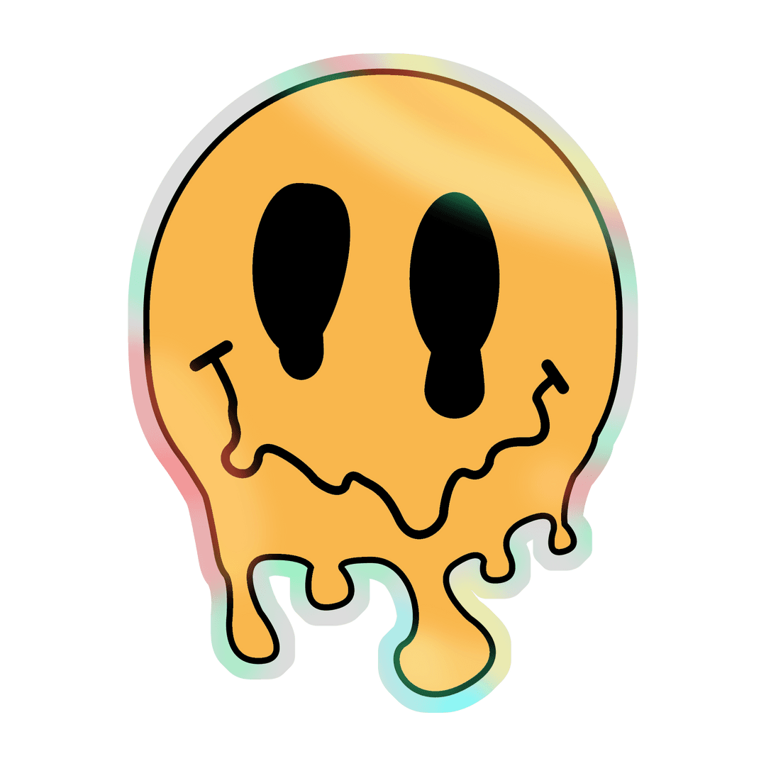 Melting Smiley Face Dripping with Gradient on Transparent Background