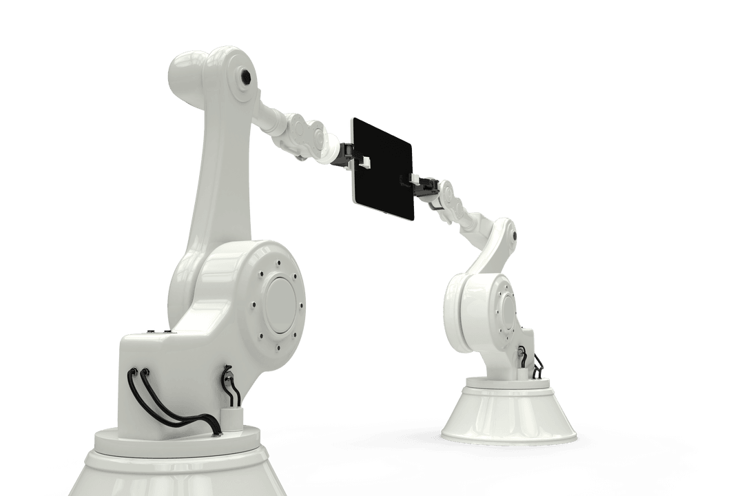 Transparent Robotic Arms Holding Tablet