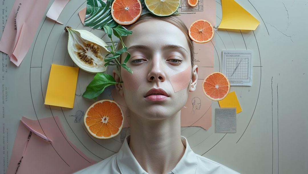 Conceptual Female Portrait with Citrus and Abstract Elements