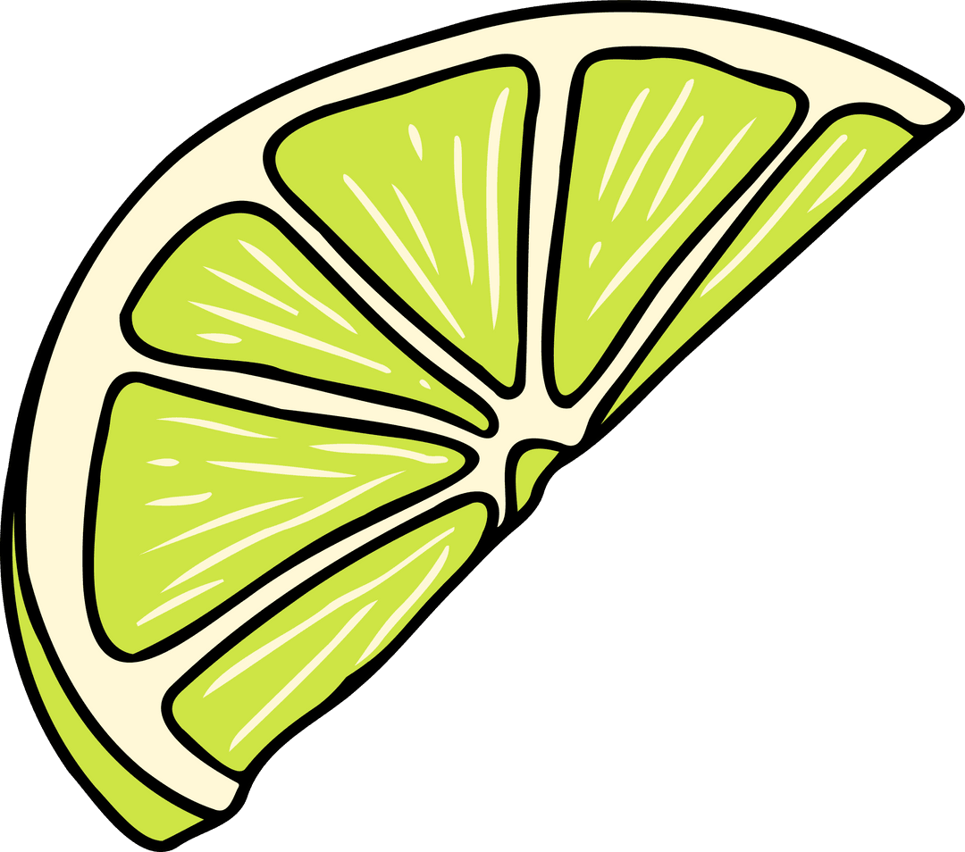 Stylized Lime Wedge Illustration on Transparent Background