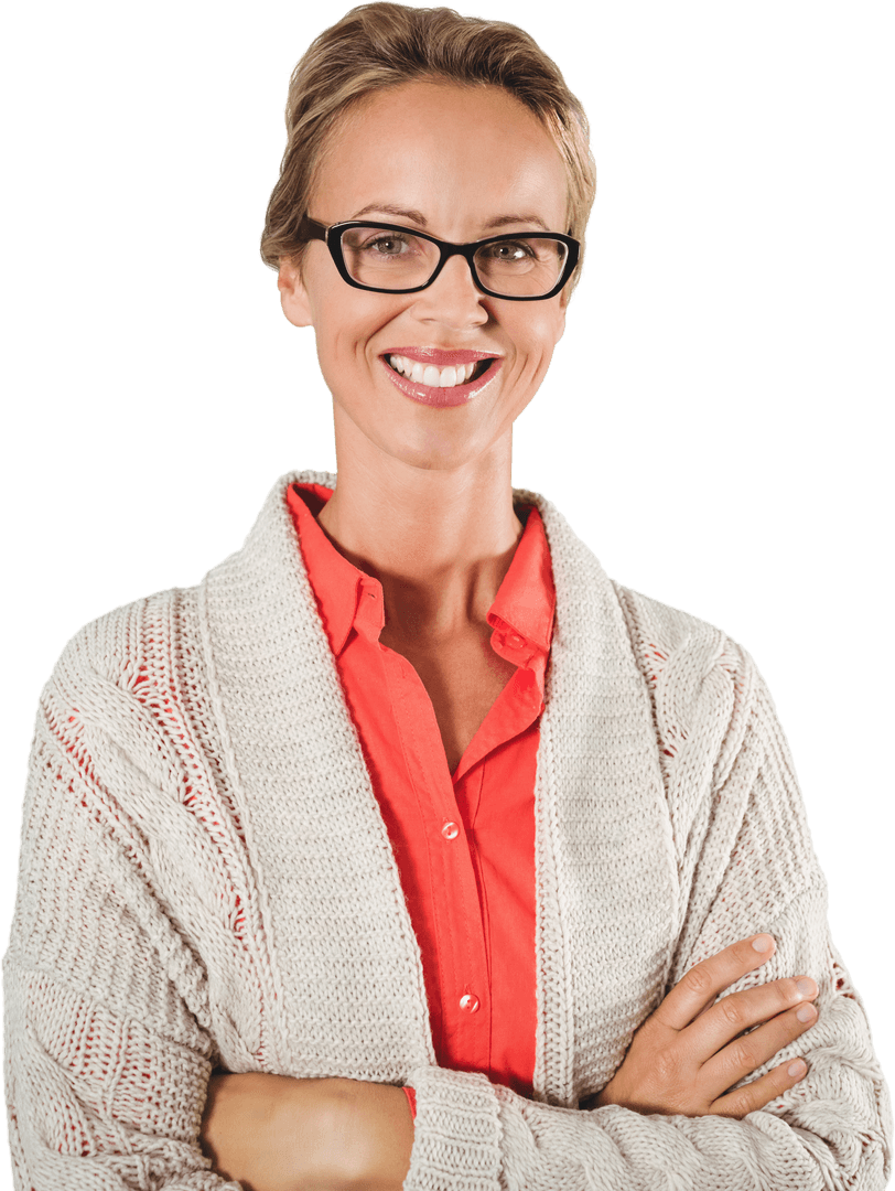 Confident Woman Smiling in Transparent Background
