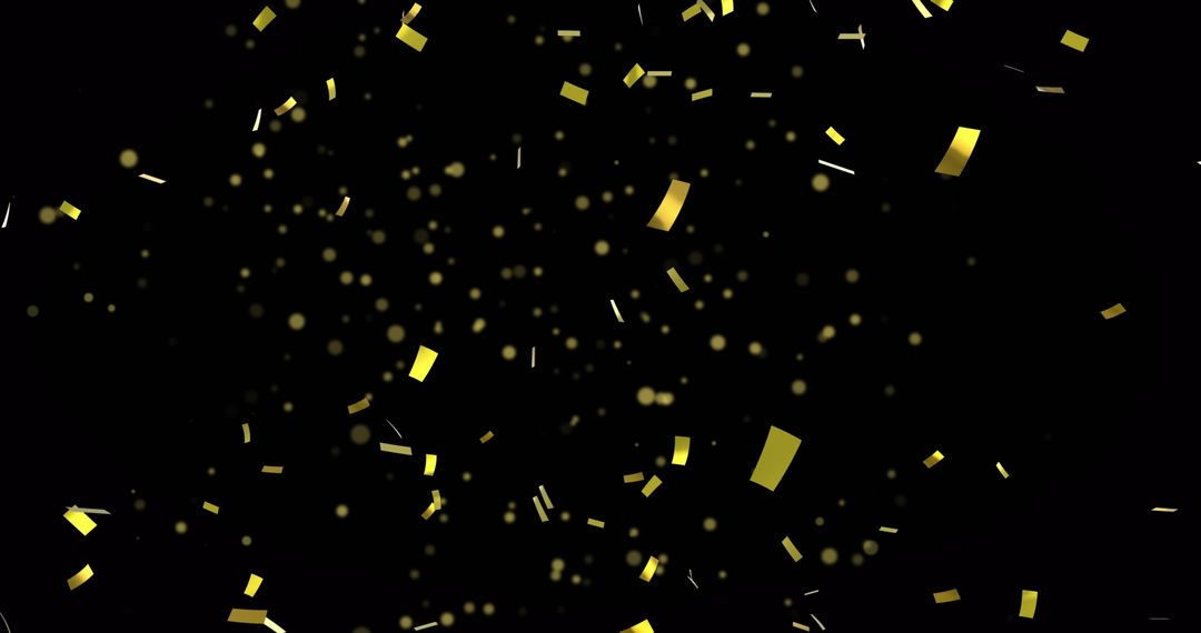 Golden Confetti Falling on Black Background for Festive Celebration - Free Images, Stock Photos and Pictures on Pikwizard.com