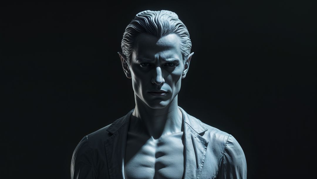 Ai-generated sculptural lucifer with dramatic lighting