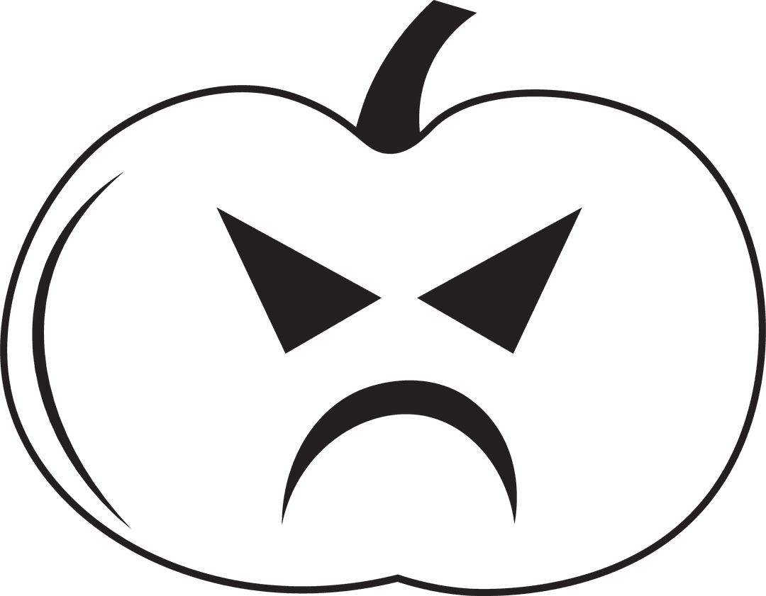 Angry Halloween Pumpkin Design on Transparent Background