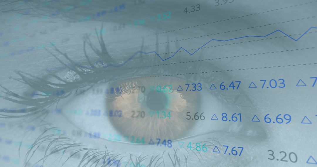 Eye Overlooking Financial Graphs, Vision of Market Trends