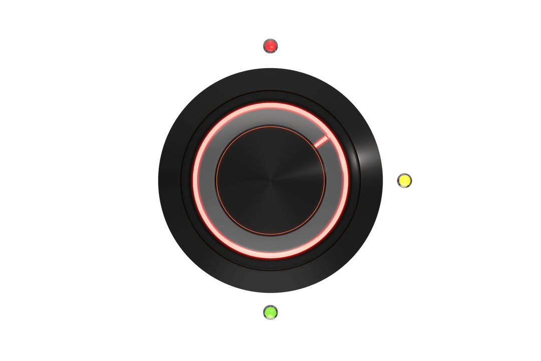 Black Knob Control with Colorful Dots on Transparent Background