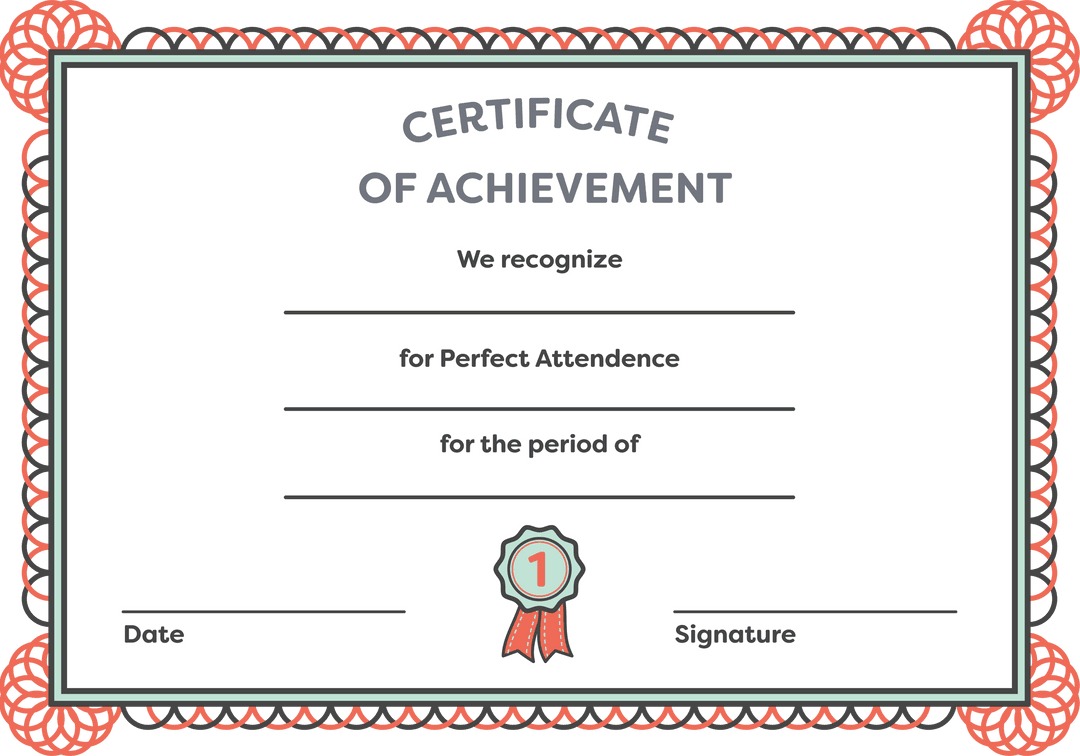 Transparent Certificate of Achievement with Ribbon and Text Fields - Download Free Stock Images Pikwizard.com