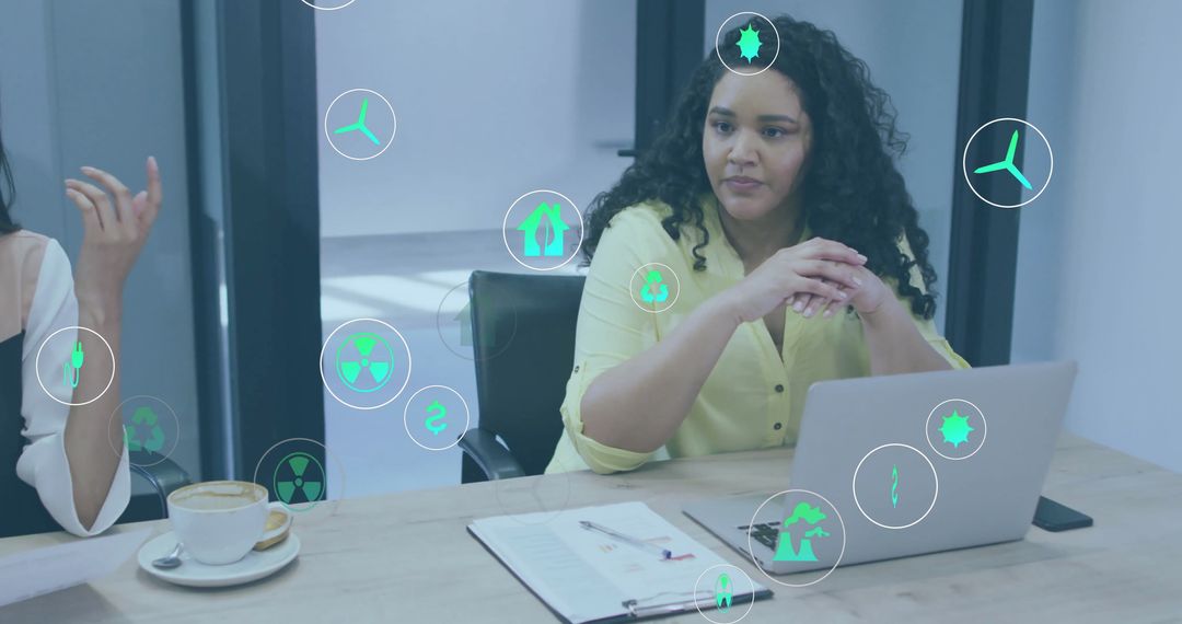 Diverse Colleagues Discussing Ecology in Modern Office