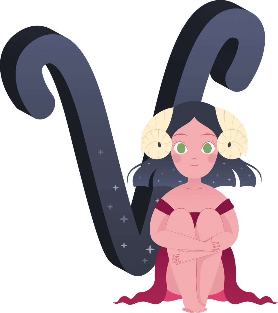 Astrological Capricorn Character on Transparent Background Illustration