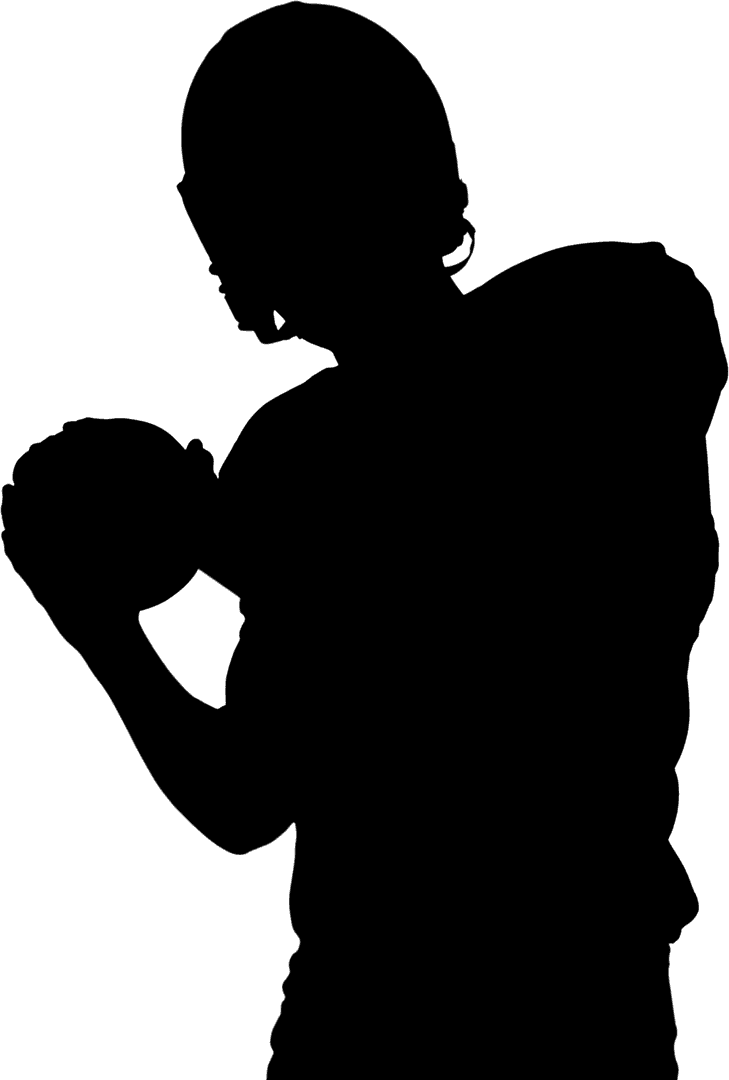 Transparent Silhouette American Football Player Holding Ball