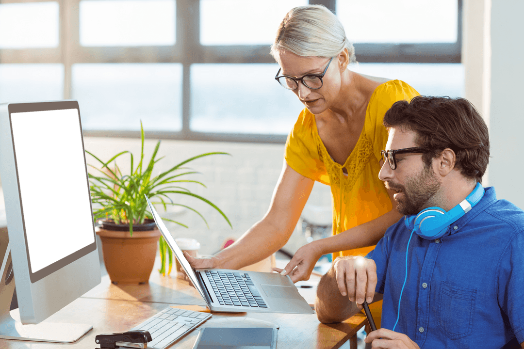 Transparent Collaboration Between Graphic Designers in Modern Office