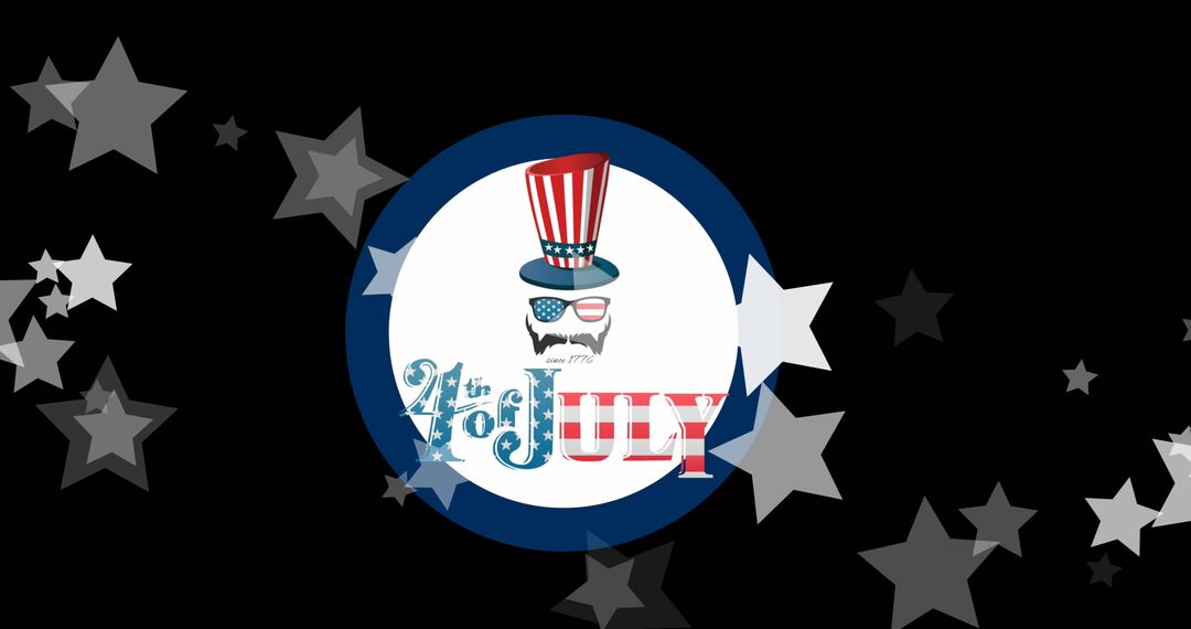 4th of July Patriotic Design with Stars and Top Hat