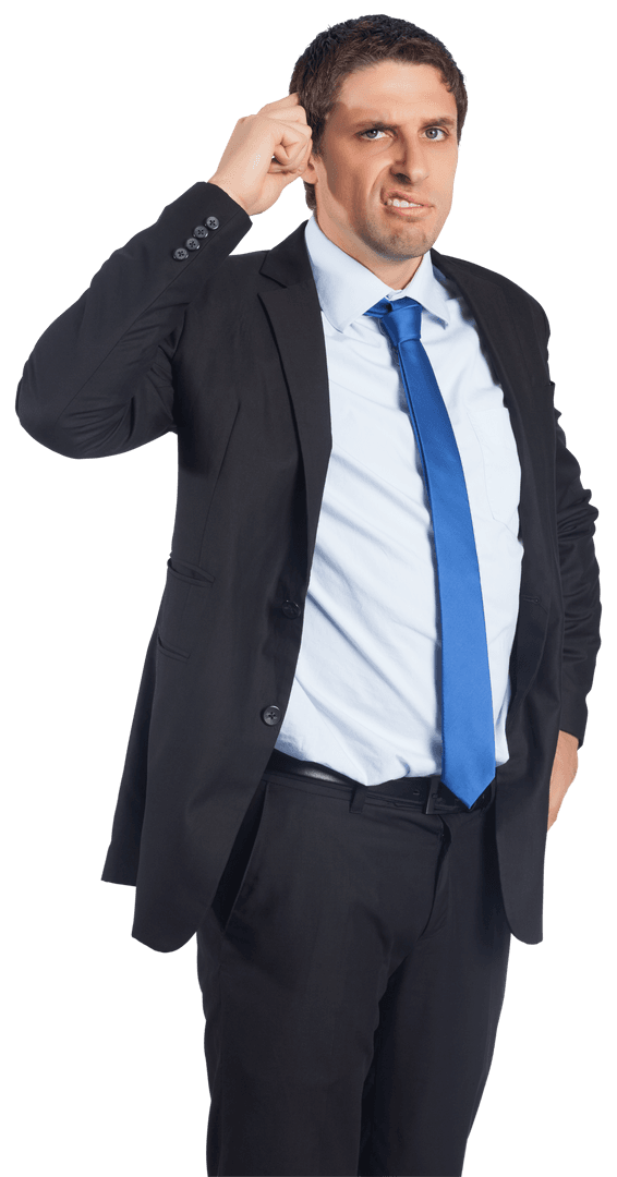 Confused Caucasian Businessman Isolated on Transparent Background