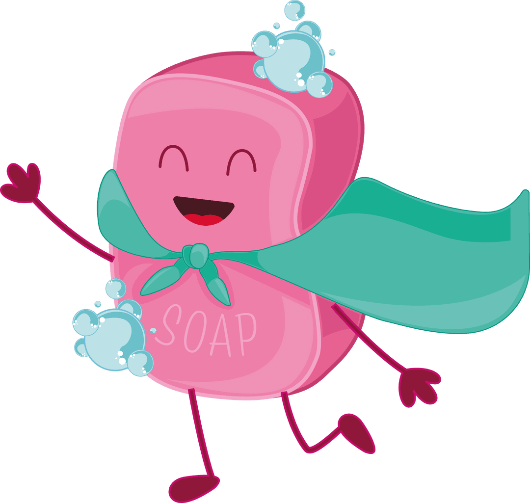 Cheerful Pink Soap Character with Transparent Background