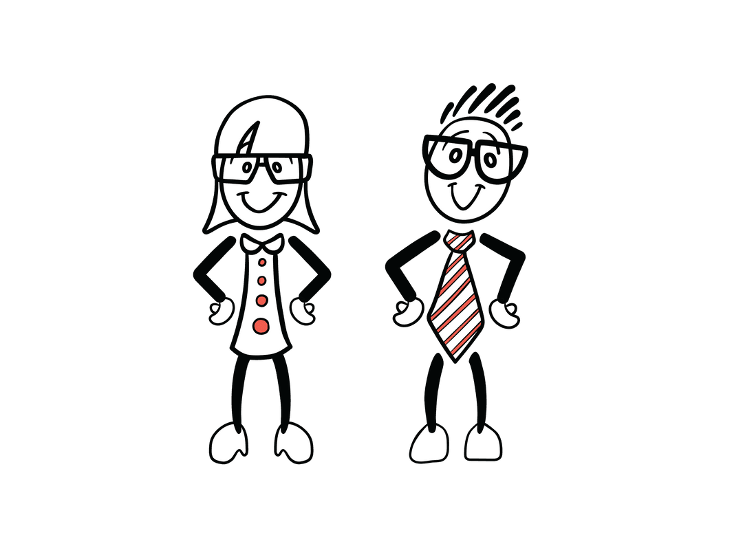 Happy Cartoon Couple Embracing Happiness on Transparent Background