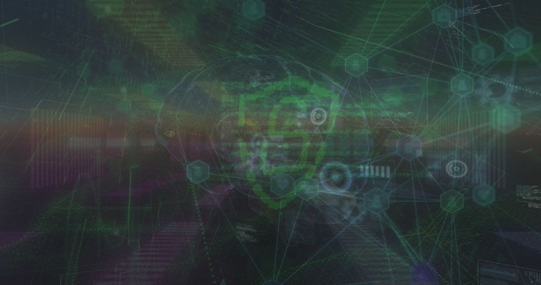 Futuristic Digital Security Interface with Infographic Elements