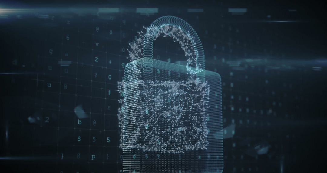 Holographic Padlock in Matrix Representing Digital Security